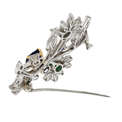  Van Cleef Arpels VAN CLEEF ARPELS PLATINUM BOUQUET DIAMOND SAPPHIRE AND EMERALD BROOCH - 3101318