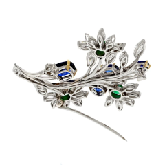  Van Cleef Arpels VAN CLEEF ARPELS PLATINUM BOUQUET DIAMOND SAPPHIRE AND EMERALD BROOCH - 3101321