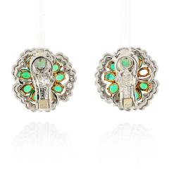  Van Cleef Arpels VAN CLEEF ARPELS PLATINUM GREEN EMERALD AND DIAMOND FLOWER CLUSTER EARRINGS - 2235989
