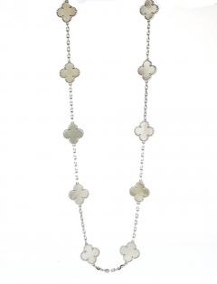  Van Cleef Arpels VAN CLEEF ARPELS VINTAGE MOTHER OF PEARL ALHAMBRA 20 MOTIFS LONG NECKLACE - 3773262