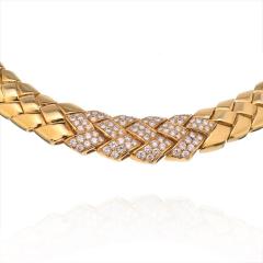  Van Cleef Arpels VCA 18K YELLOW GOLD SUBSTANTIAL WOVEN DESIGN DIAMOND COLLAR NECKLACE - 2302533