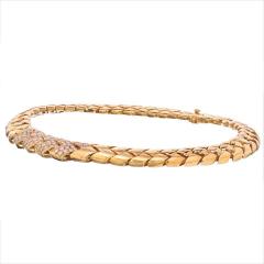  Van Cleef Arpels VCA 18K YELLOW GOLD SUBSTANTIAL WOVEN DESIGN DIAMOND COLLAR NECKLACE - 2302534