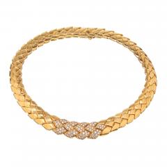  Van Cleef Arpels VCA 18K YELLOW GOLD SUBSTANTIAL WOVEN DESIGN DIAMOND COLLAR NECKLACE - 2304417