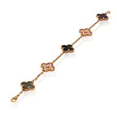  Van Cleef Arpels VCA Alhambra 18K Rose Gold Grey Mothr Of Pearl and Diamonds Bracelet - 4290016