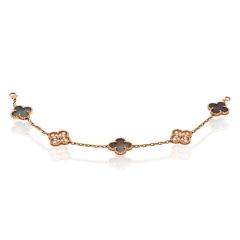 Van Cleef Arpels VCA Alhambra 18K Rose Gold Grey Mothr Of Pearl and Diamonds Bracelet - 4290017