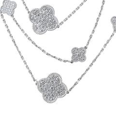  Van Cleef Arpels VCA Alhambra 18K White Gold Diamond Magic Alhambra 16 Motifs Necklace - 4442947