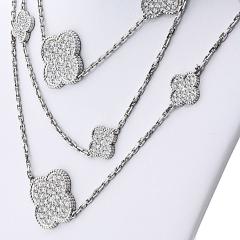  Van Cleef Arpels VCA Alhambra 18K White Gold Diamond Magic Alhambra 16 Motifs Necklace - 4442949