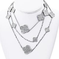  Van Cleef Arpels VCA Alhambra 18K White Gold Diamond Magic Alhambra 16 Motifs Necklace - 4444005