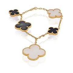  Van Cleef Arpels VCA Alhambra 18K Yellow Gold Magic Mother Of Pearl And Onyx Bracelet - 4289984