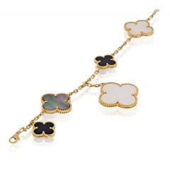  Van Cleef Arpels VCA Alhambra 18K Yellow Gold Magic Mother Of Pearl And Onyx Bracelet - 4290027