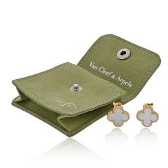  Van Cleef Arpels VCA Alhambra 18K Yellow Gold Mother Of Pearl Classic Size Earrings - 4290019