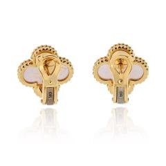  Van Cleef Arpels VCA Alhambra 18K Yellow Gold Mother Of Pearl Classic Size Earrings - 4290020