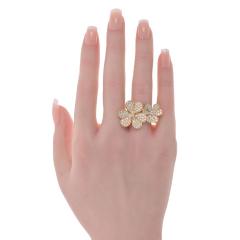  Van Cleef Arpels VCA Frivole 18K Yellow Gold Diamond Flower In Between The Finger Ring - 4762268