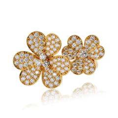  Van Cleef Arpels VCA Frivole 18K Yellow Gold Diamond Flower In Between The Finger Ring - 4762271