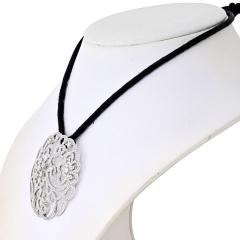  Van Cleef Arpels Van Cleef Arpels 18K White Gold Dentelle Diamond Pendant On A Silk Cord - 4415847