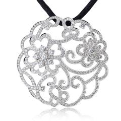  Van Cleef Arpels Van Cleef Arpels 18K White Gold Dentelle Diamond Pendant On A Silk Cord - 4415848