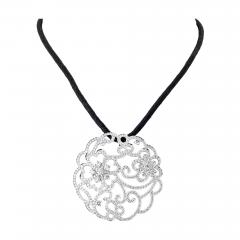  Van Cleef Arpels Van Cleef Arpels 18K White Gold Dentelle Diamond Pendant On A Silk Cord - 4419207