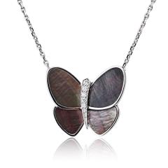  Van Cleef Arpels Van Cleef Arpels 18K White Gold Grey Mother Of Pearl Butterfly Necklace - 4481240