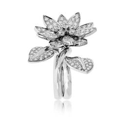  Van Cleef Arpels Van Cleef Arpels 18K White Gold Lotus Between The Finger EU 49 Ring - 4254204