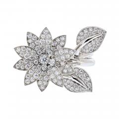  Van Cleef Arpels Van Cleef Arpels 18K White Gold Lotus Between The Finger EU 49 Ring - 4256327