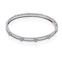  Van Cleef Arpels Van Cleef Arpels 18K White Gold Perlee Diamond Clovers Size S Bracelet - 4290009