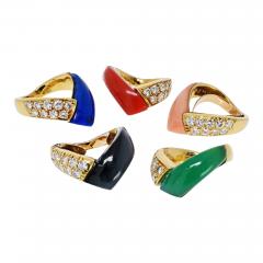  Van Cleef Arpels Van Cleef Arpels 18K Yellow Gold 5 Multi Color Gem Stack Ring - 4483289