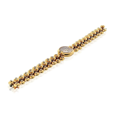  Van Cleef Arpels Van Cleef Arpels 18K Yellow Gold Bouton Dor Medium Model Diamond Dial Watch - 4135409