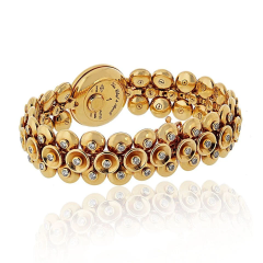  Van Cleef Arpels Van Cleef Arpels 18K Yellow Gold Bouton Dor Medium Model Diamond Dial Watch - 4135431
