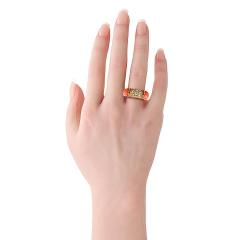  Van Cleef Arpels Van Cleef Arpels 18K Yellow Gold Coral Diamond Philippine Ring - 4762261