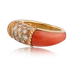  Van Cleef Arpels Van Cleef Arpels 18K Yellow Gold Coral Diamond Philippine Ring - 4762263