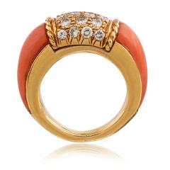  Van Cleef Arpels Van Cleef Arpels 18K Yellow Gold Coral Diamond Philippine Ring - 4762264
