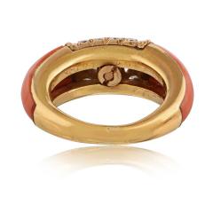  Van Cleef Arpels Van Cleef Arpels 18K Yellow Gold Coral Diamond Philippine Ring - 4762265