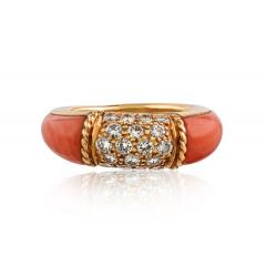  Van Cleef Arpels Van Cleef Arpels 18K Yellow Gold Coral Diamond Philippine Ring - 4762521