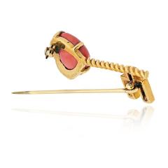  Van Cleef Arpels Van Cleef Arpels 18K Yellow Gold Coral Hear Key Brooch - 4511194