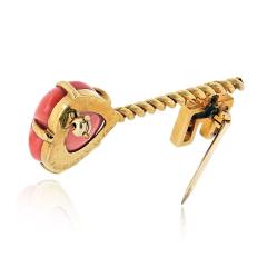  Van Cleef Arpels Van Cleef Arpels 18K Yellow Gold Coral Hear Key Brooch - 4511196