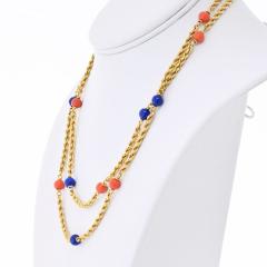  Van Cleef Arpels Van Cleef Arpels 18K Yellow Gold Lapis And Coral 33 Inch Necklace - 4481305
