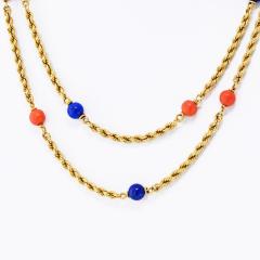  Van Cleef Arpels Van Cleef Arpels 18K Yellow Gold Lapis And Coral 33 Inch Necklace - 4481307