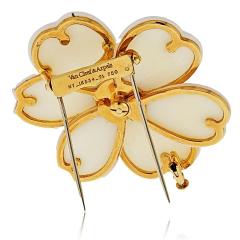  Van Cleef Arpels Van Cleef Arpels 18K Yellow Gold Rose De Noel 2 Inches White Coral Brooch - 4245633
