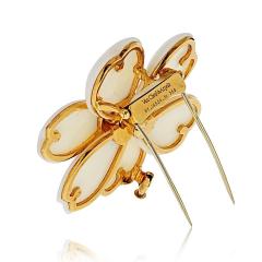  Van Cleef Arpels Van Cleef Arpels 18K Yellow Gold Rose De Noel 2 Inches White Coral Brooch - 4245634