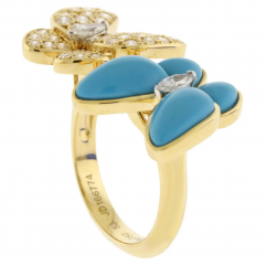  Van Cleef Arpels Van Cleef Arpels 2 Butterfly Between the Finger Turquoise and Diamond Ring - 4107534