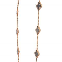  Van Cleef Arpels Van Cleef Arpels Alhambra 18K Rose Gold 20 Motif Obsidian Necklace - 4577440