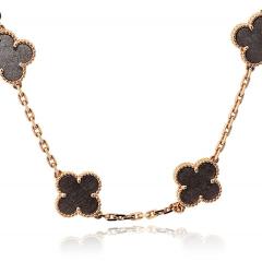  Van Cleef Arpels Van Cleef Arpels Alhambra 18K Rose Gold 20 Motif Obsidian Necklace - 4577443