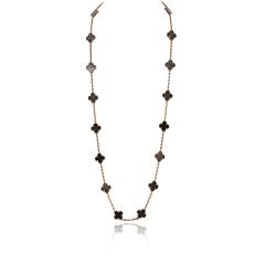  Van Cleef Arpels Van Cleef Arpels Alhambra 18K Rose Gold 20 Motif Obsidian Necklace - 4578914
