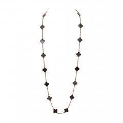  Van Cleef Arpels Van Cleef Arpels Alhambra 18K Rose Gold 20 Motif Obsidian Necklace - 4578920