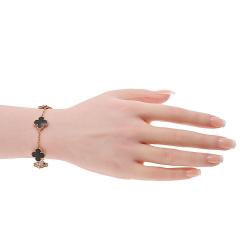  Van Cleef Arpels Van Cleef Arpels Alhambra 18K Rose Gold Five Motif Obsidian Bracelet - 4577390