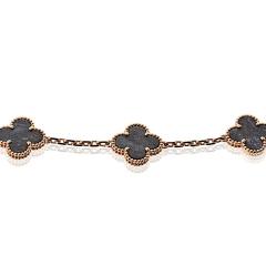  Van Cleef Arpels Van Cleef Arpels Alhambra 18K Rose Gold Five Motif Obsidian Bracelet - 4577391