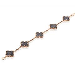  Van Cleef Arpels Van Cleef Arpels Alhambra 18K Rose Gold Five Motif Obsidian Bracelet - 4577393