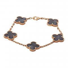  Van Cleef Arpels Van Cleef Arpels Alhambra 18K Rose Gold Five Motif Obsidian Bracelet - 4578905