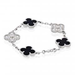  Van Cleef Arpels Van Cleef Arpels Alhambra 18K White Gold Onyx And Diamond Bracelet - 4290605