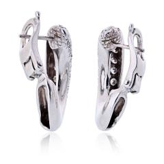  Van Cleef Arpels Van Cleef Arpels Circa 18K White Gold Pave Diamond Hoop 1 00cttw Earrings - 4481243